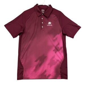 Oakley Polo Shirt Mens Medium Red Grandover Hydrolix Golf Performance Geometric